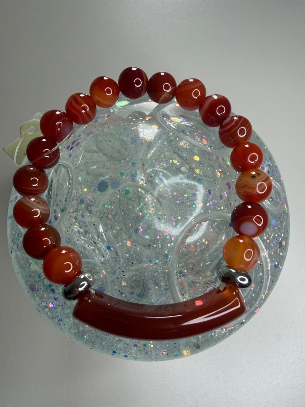 Red Agate Beaded Stretch Bracelet